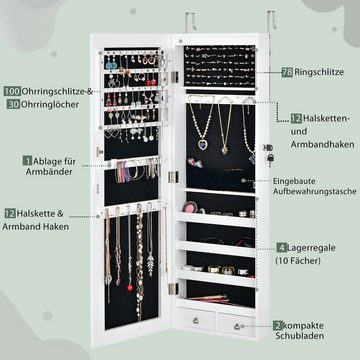 COSTWAY Schmuckschrank mit 6 LED&Schubladen, abschließbar