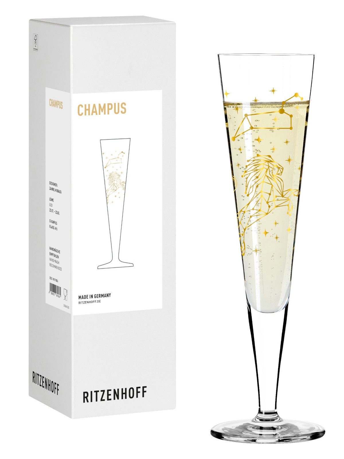 Ritzenhoff Champagnerglas Champagnerglas #6 Löwe (Z. Mubaza) H25, Kristallglas