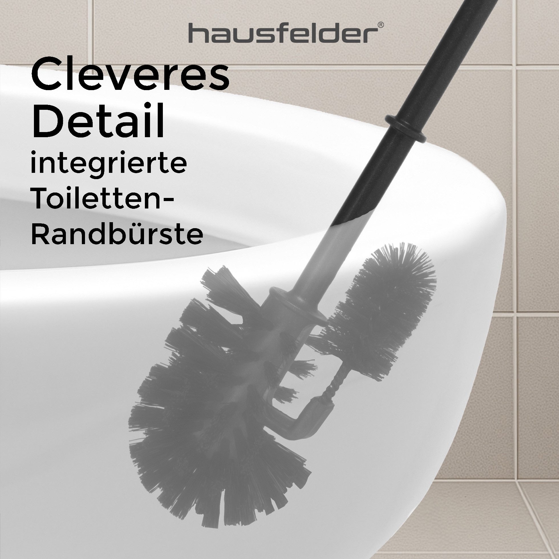 Hausfelder WC-Garnitur 2er Set Toilettenbürste, Basic Set 2 Bürstenhalter mit 6 WC Bürsten, Klobürsten, (WC-Set inkl Ersatzbürsten, 8-tlg., WC-Bürsten Garnitur  – Bild 3 von 5