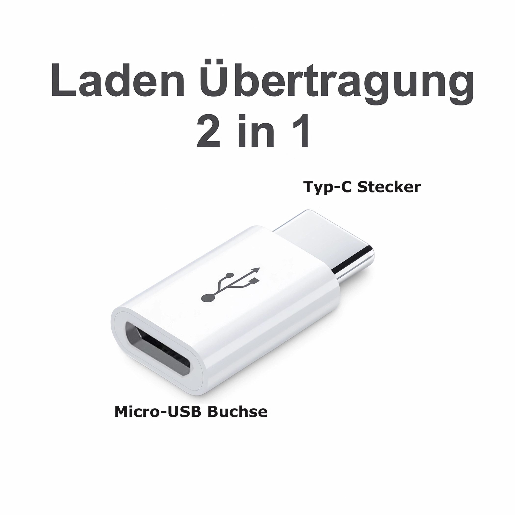 Bolwins H46 Micro USB auf USB Typ C Adapter Konverter für PC mp3 Smartphone USB-Adapter USB 3.1 Typ-C Stecker zu Micro USB 2.0 Buchse (Micro-B Female), 0 cm, Reversibler Typ-C Stecker, Plug & Play