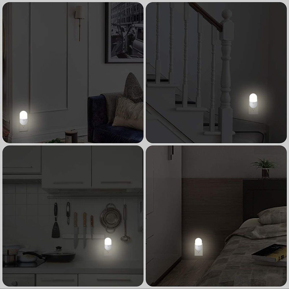 LED Plug-in warmweiß/weiß, 2 dimmbar weißes, Farbverschiebungen, Warmweißes Sunicol und Energieeffizient Steckdosenleuchte LED-Nachtlicht, zweifarbig