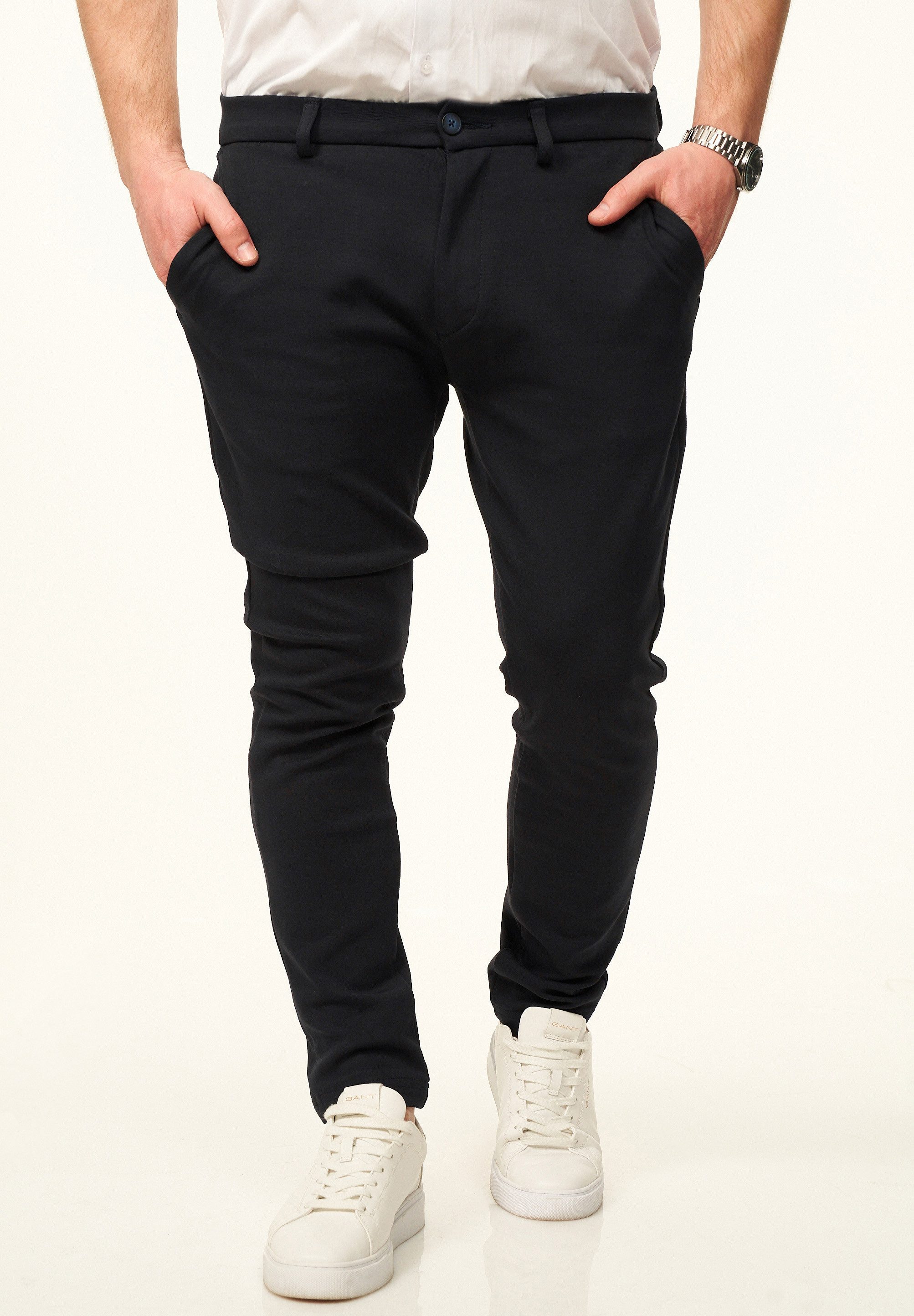 behype Chinohose mit Super Stretch als Performance Pants in Slim-Fit Herren Stoffhose elegant & casual – 6% Ultra-Flex Stretch