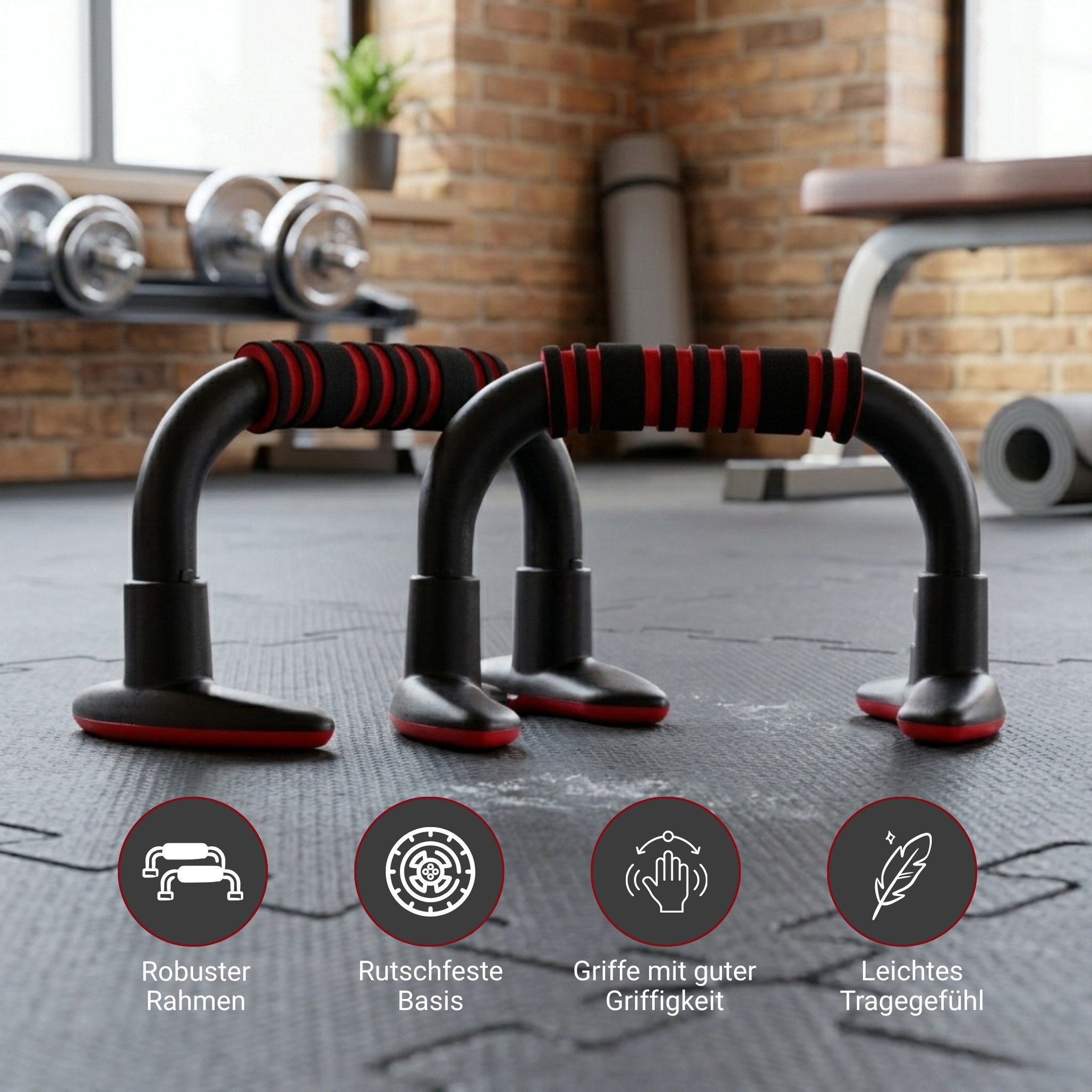 Endless Liegestützgriffe EL1042 Push Up Ständer mit Schaumstoffgriff, Bewegung & Fitness (1 Paar Schiebestangen, Material : Stahl, Kunststoff, Schwarz und Rot, Für Oberkörpertraining mit komfortablem Schaumstoffgriff), Rutschfeste Stangen, Weniger Belastung für das Handgelenk