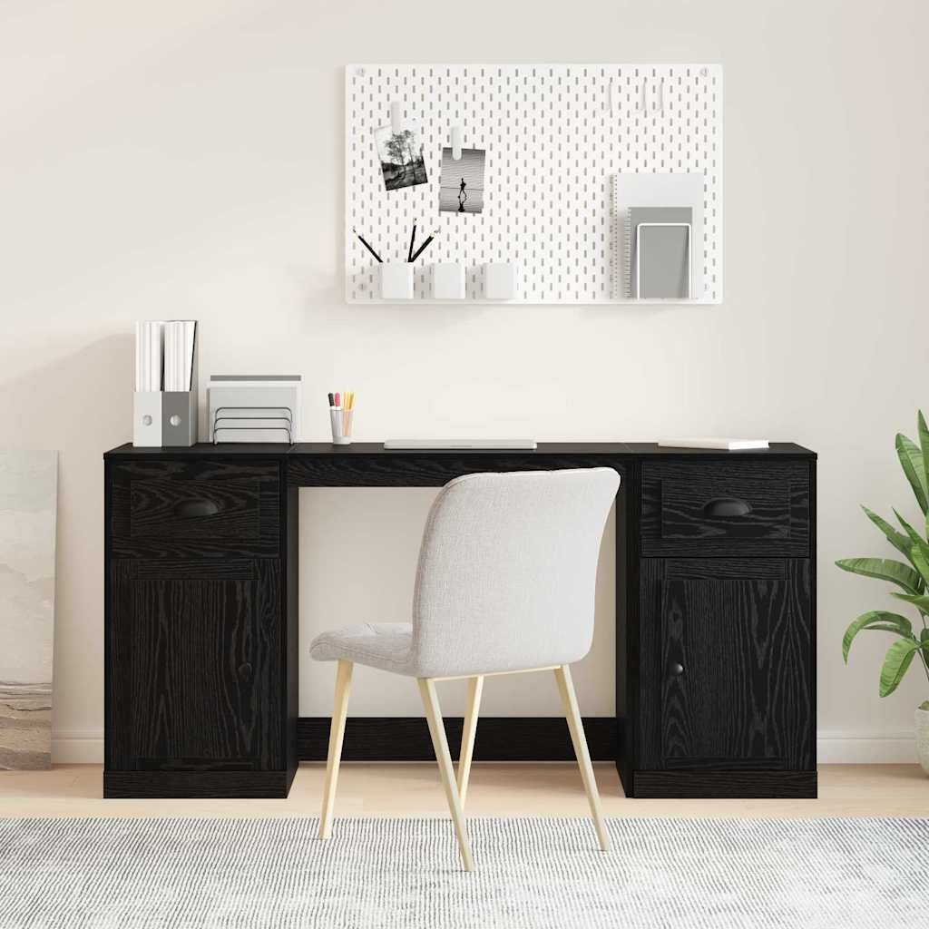 furnicato Schreibtisch mit Schrank 154,5 x 50 x 75 cm Schwarz Eiche (1-St), Wandmontierter Arbeitstisch mit Schrank und Schublade für das Büro