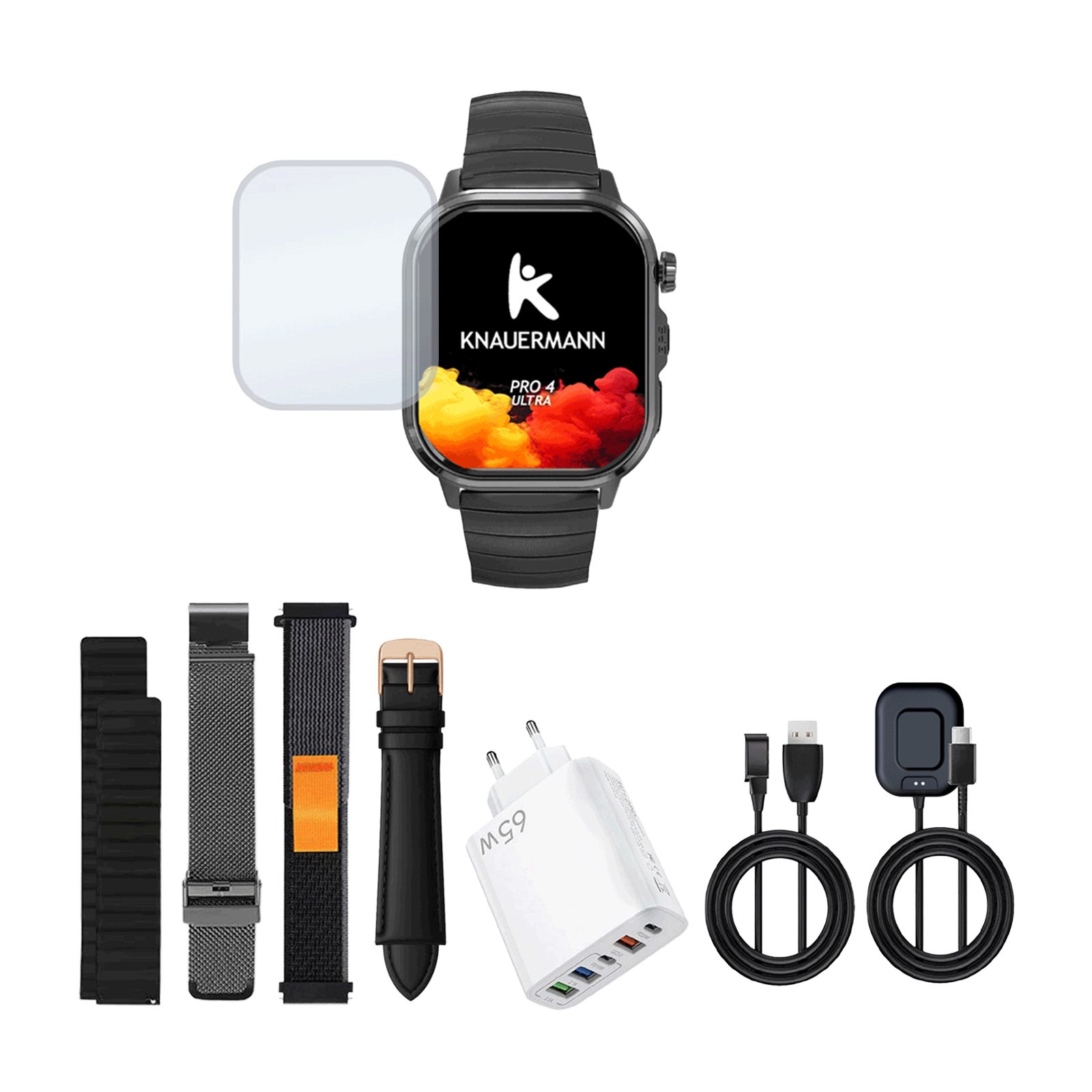 Knauermann PRO 4 Ultra Gesundheitsuhr Smartwatch, GPS, Pflege-, SOS, Gesundheits- und Sportfunktionen