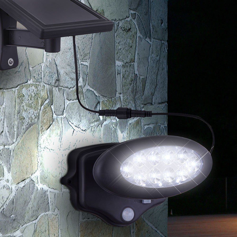 etc-shop LED Wandstrahler, mit LED Wandleuchte Bewegungsmelder Solarleuchte fest Außen verbaut, LED-Leuchtmittel