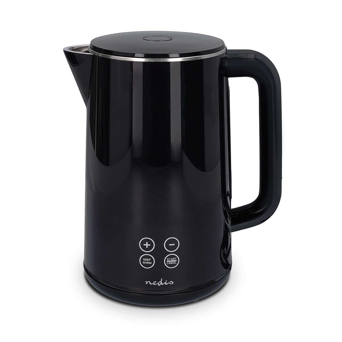 Nedis Wasserkocher KAWK362EBK, 2.7 l, 2200 W, 50–100 °C, Temperaturindikation, 360° drehbar, Verdecktes Heizelement