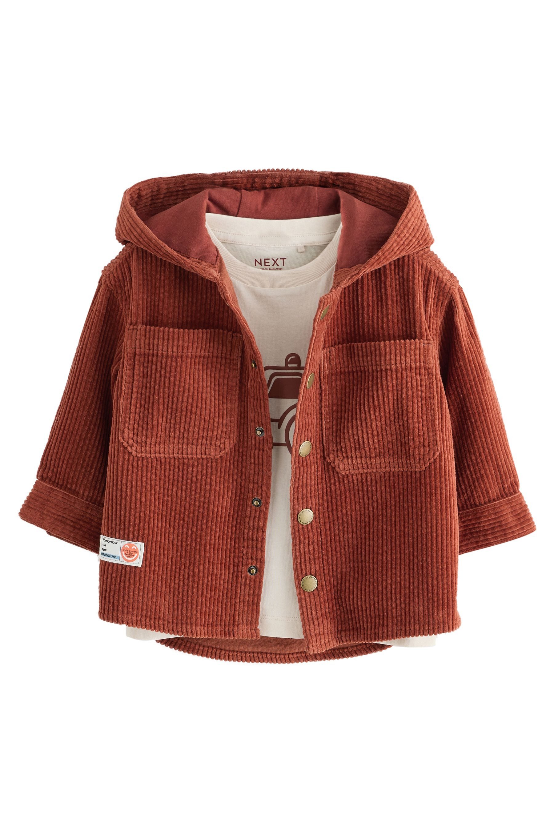 Next Outdoorhemd Cordjacke mit Kapuze und T-Shirt, 2er-Set (2-tlg)