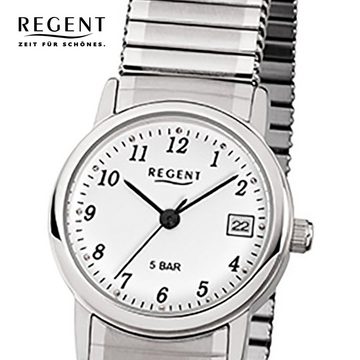 Regent Quarzuhr Regent Damen-Armbanduhr silber Analog F-888, Damen Armbanduhr rund, klein (ca. 25mm), Edelstahlarmband