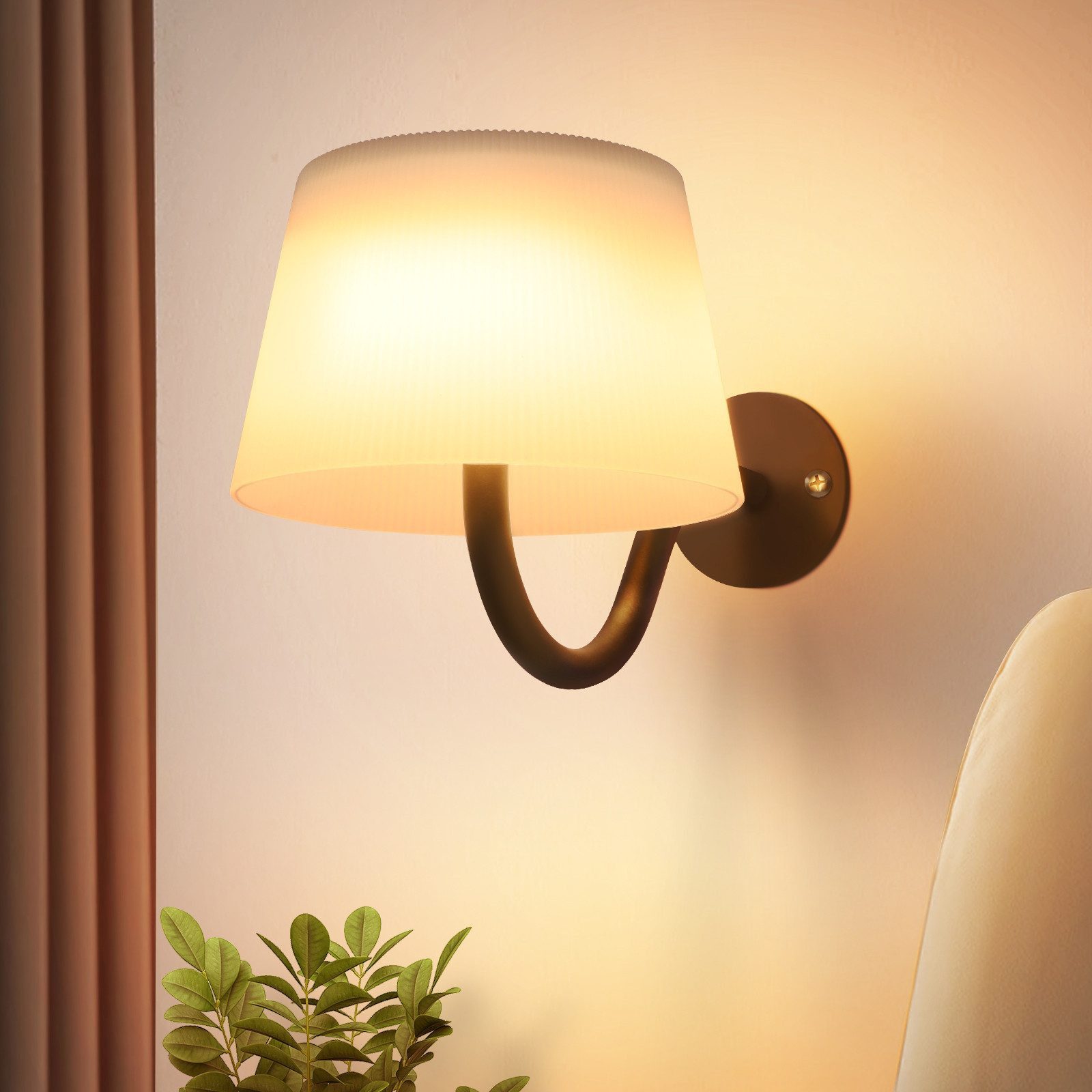 ZMH Wandleuchte 1ER/2ER Dimmbar LED Leselampe mit Schalter Schwarz, Wandleuchte Innen Wandlampe Akku