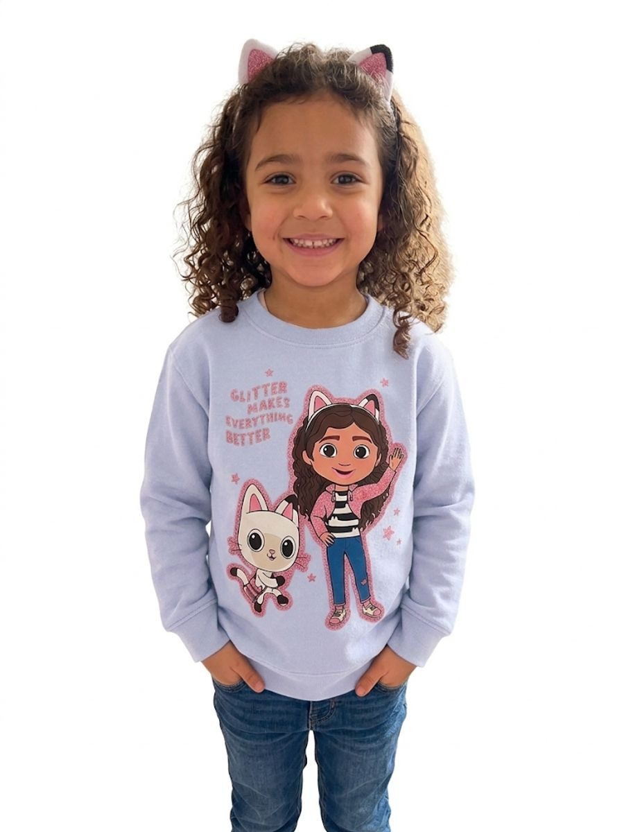 Gabby's Dollhouse Sweatjacke Gabby’s Dollhouse Mädchen Sweatshirt warm weich lila pink 98–128 Mädchen Sweashirt Pullover
