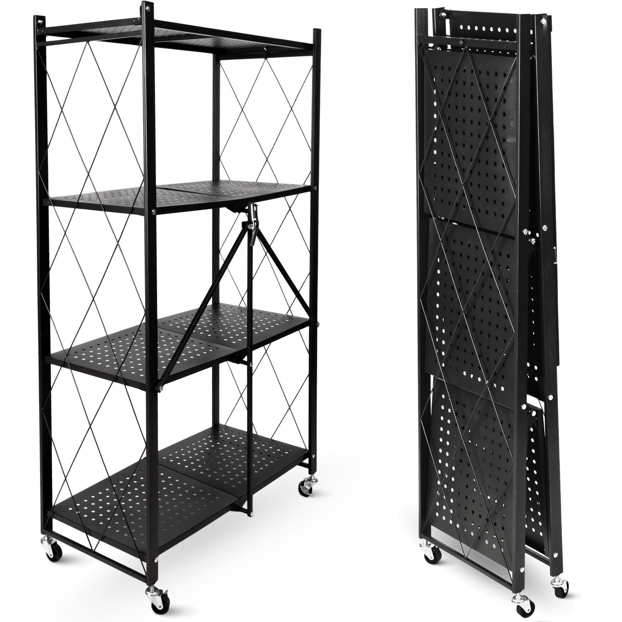 deluxe4home Mehrzweckregal Klappregal rollbar in schwarz I Rollregal klappb günstig online kaufen