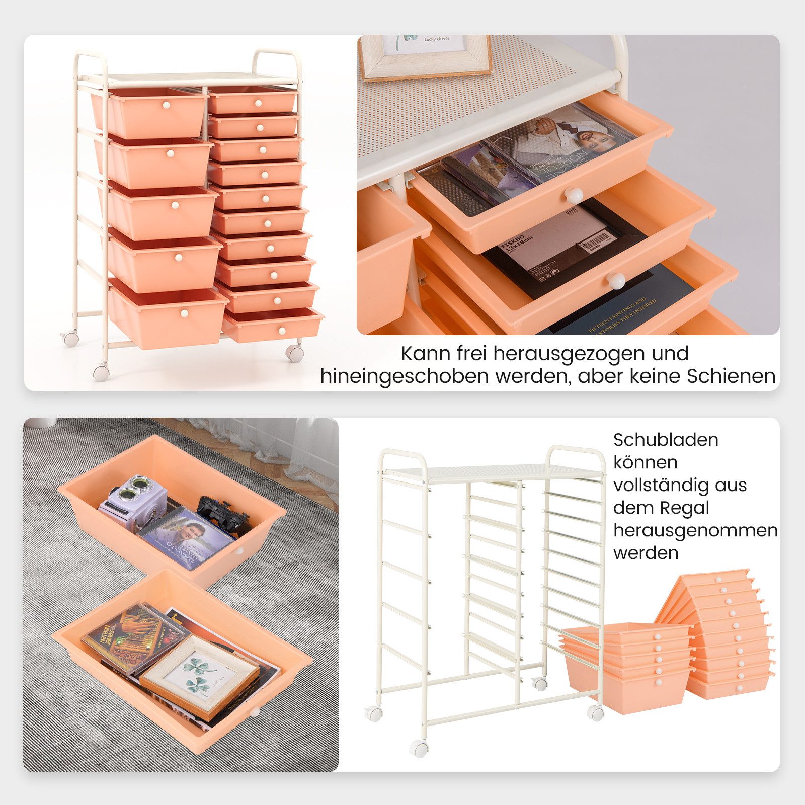 COSTWAY Rollcontainer, Bürocontainer mit 15 stapelbaren günstig online kaufen