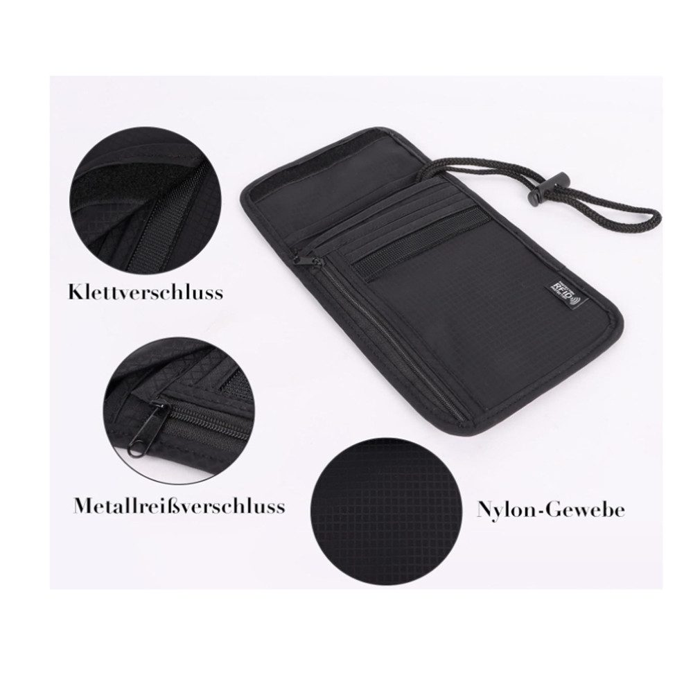 Cachito Umhängetasche Tragetasche Brustbeutel RFID-Schutz,Unisex Passport Tasche Für Reisen – Bild 3 von 5