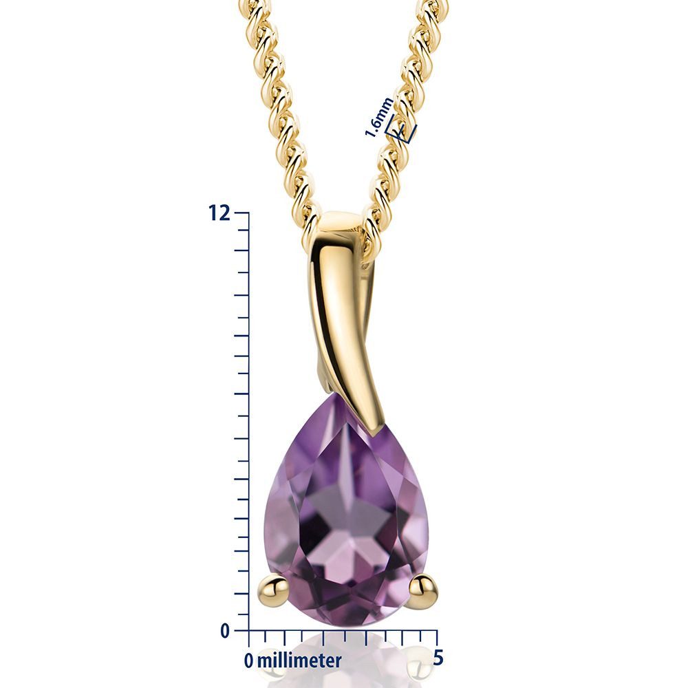 Miore Kette mit Anhänger Damen mit Amethyst, Saphir, Blautopas oder Rubin - Tropfenform 9K Gold, Kette vergoldet 18K 925 Sterling Silber