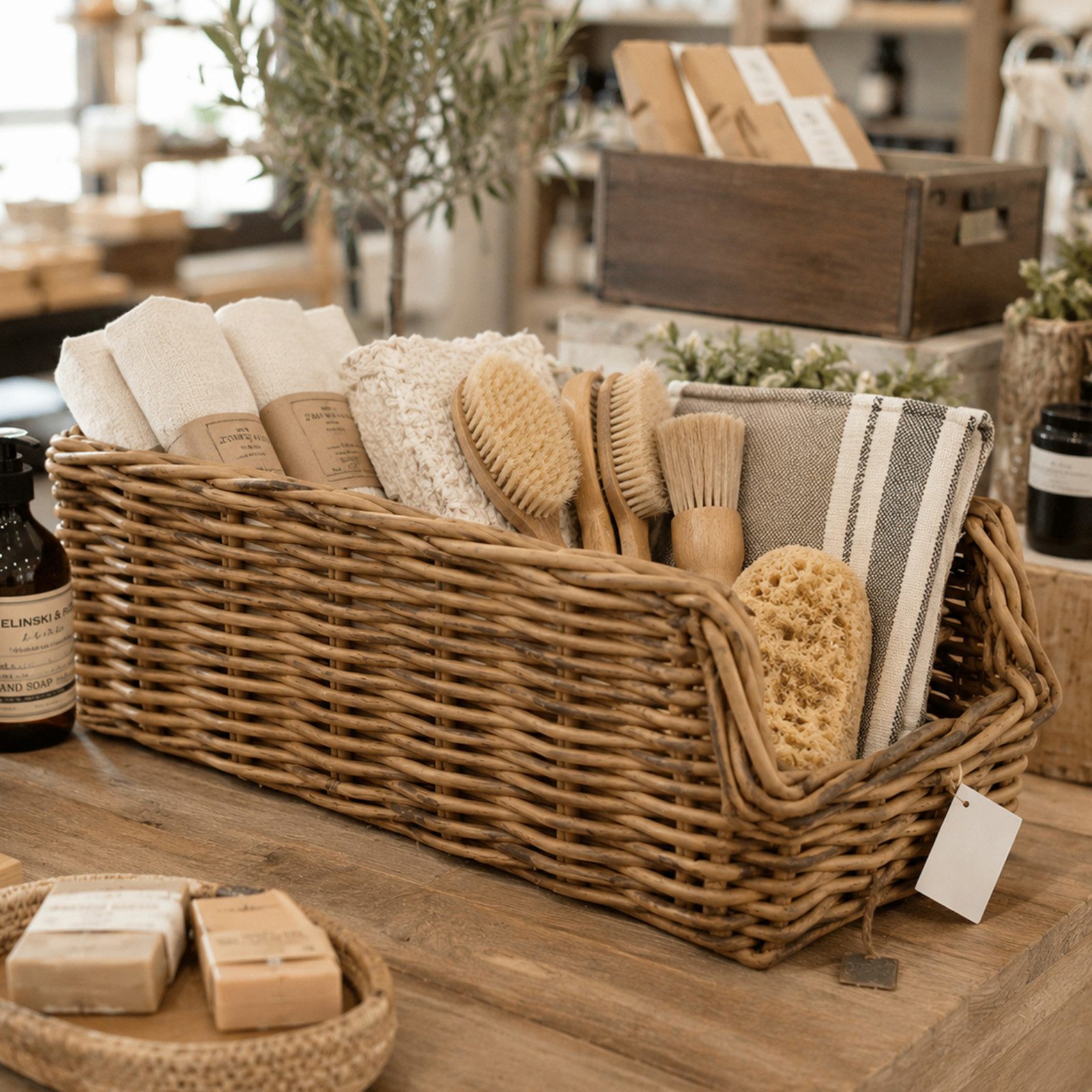 Van der Leeden Aufbewahrungskorb Ladenkorb Rattan Korb 50x22x19cm (Stück, 1 St., Packung), Natur, Rattan-Geflecht, Handmade, Vielseitig