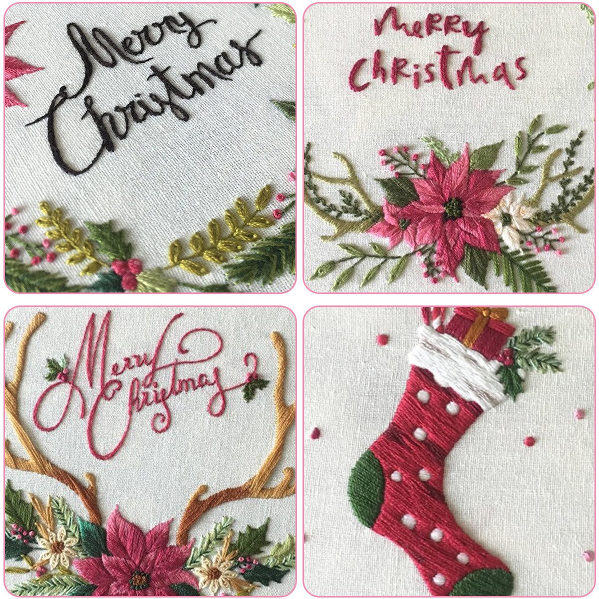 MOPUEA Hängedekoration Stickerei 4 Set Erwachsene Anfänger, Weihnachten Wei günstig online kaufen