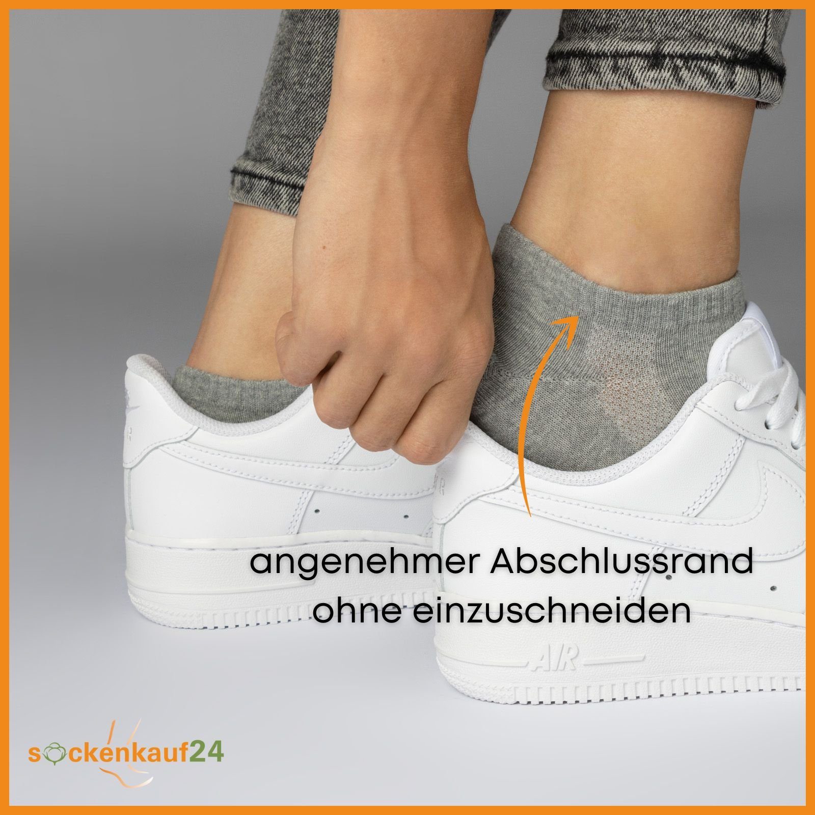 Grau Socken Premium Damen Paar & mit 10 WP sockenkauf24 Sneaker Meshstreifen Herren Sneakersocken