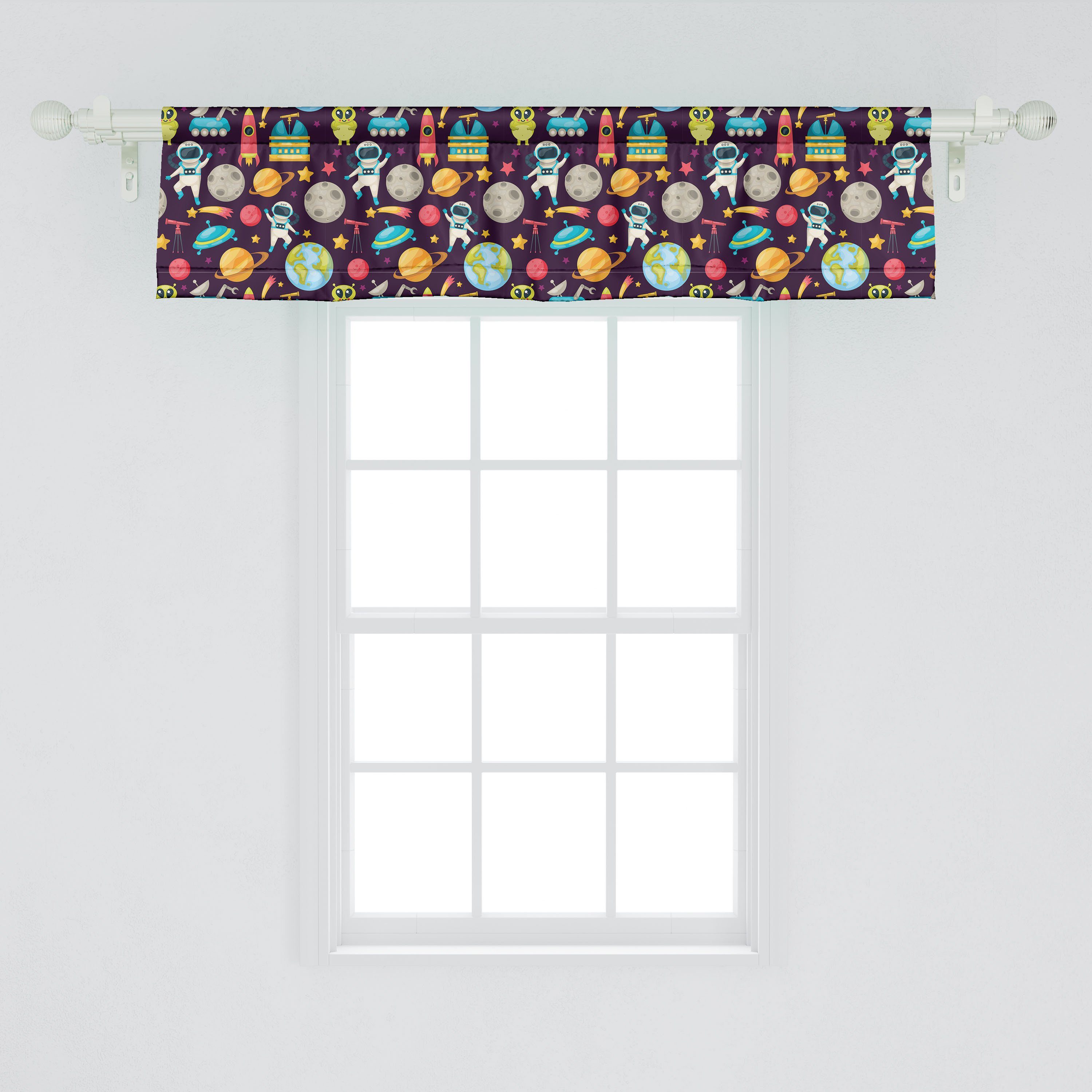Scheibengardine Vorhang Volant für Küche Schlafzimmer Platz mit Microfaser, Dekor Abakuhaus, Stangentasche, Galaxy-Party-Muster
