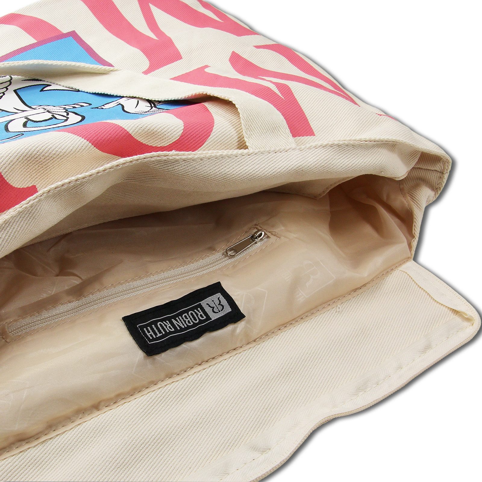 Robin Ruth Schultertasche Robin Ruth Schultertasche Baumwolle (Schultertasche), Damen Baumwolle-Polyester Schultertasche, beige, pink ca. 47,5cm