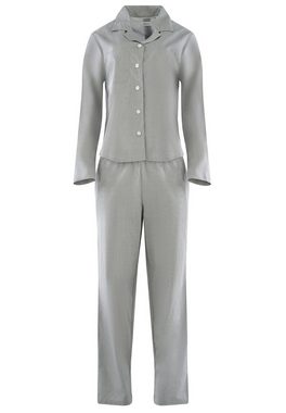 seidensticker Pyjama Chambray (Set, 2 tlg) Pyjama lang - Baumwolle - Oberteil mit durchgehender Knopfleiste