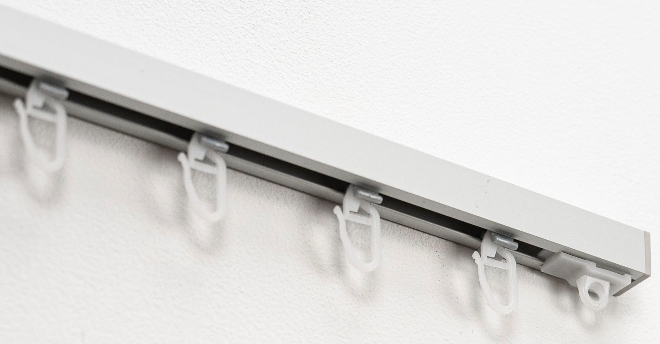 GARESA Gardinenschiene 160, 1-läufig, Wunschmaßlänge, verschraubt, schlichte Aluminium-Innenlaufgarnitur, verlängerbar, Deckenmontage