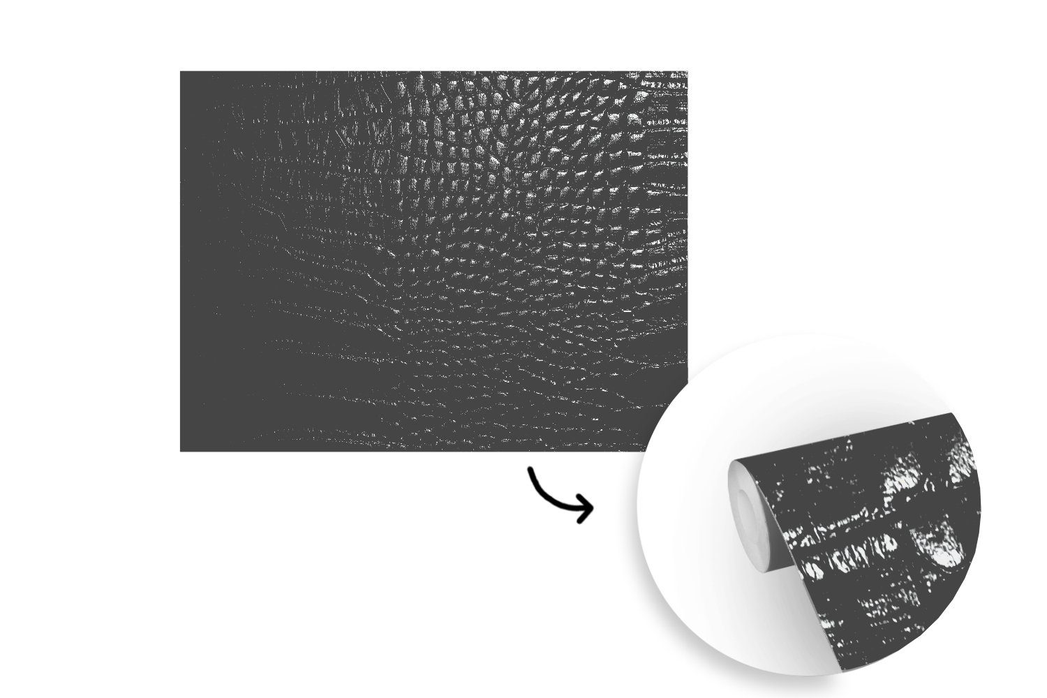 MuchoWow Fototapete Leder - Textur - Schwarz - Grau, Matt, bedruckt, Montagefertig Vinyl Tapete, Wandtapete, 275x220 cm
