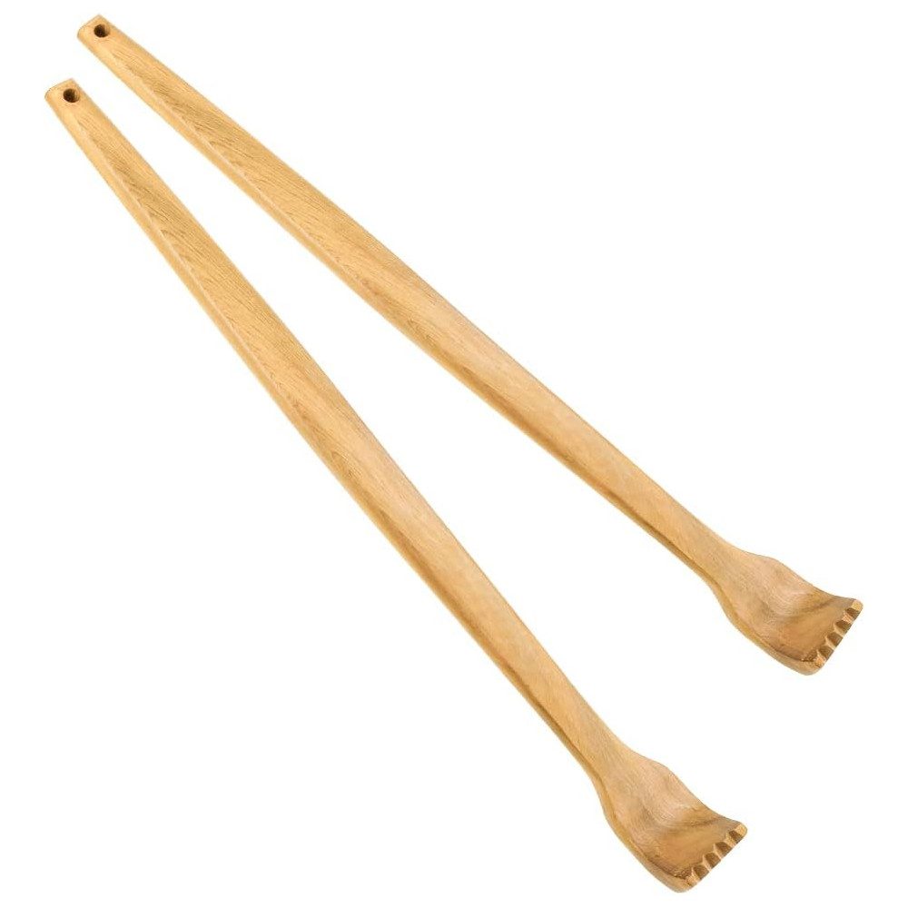 TUWENA Massagebürste Handheld Rckenmassagegert with Long Handle, 2 Stück Holz Rückenkratzer