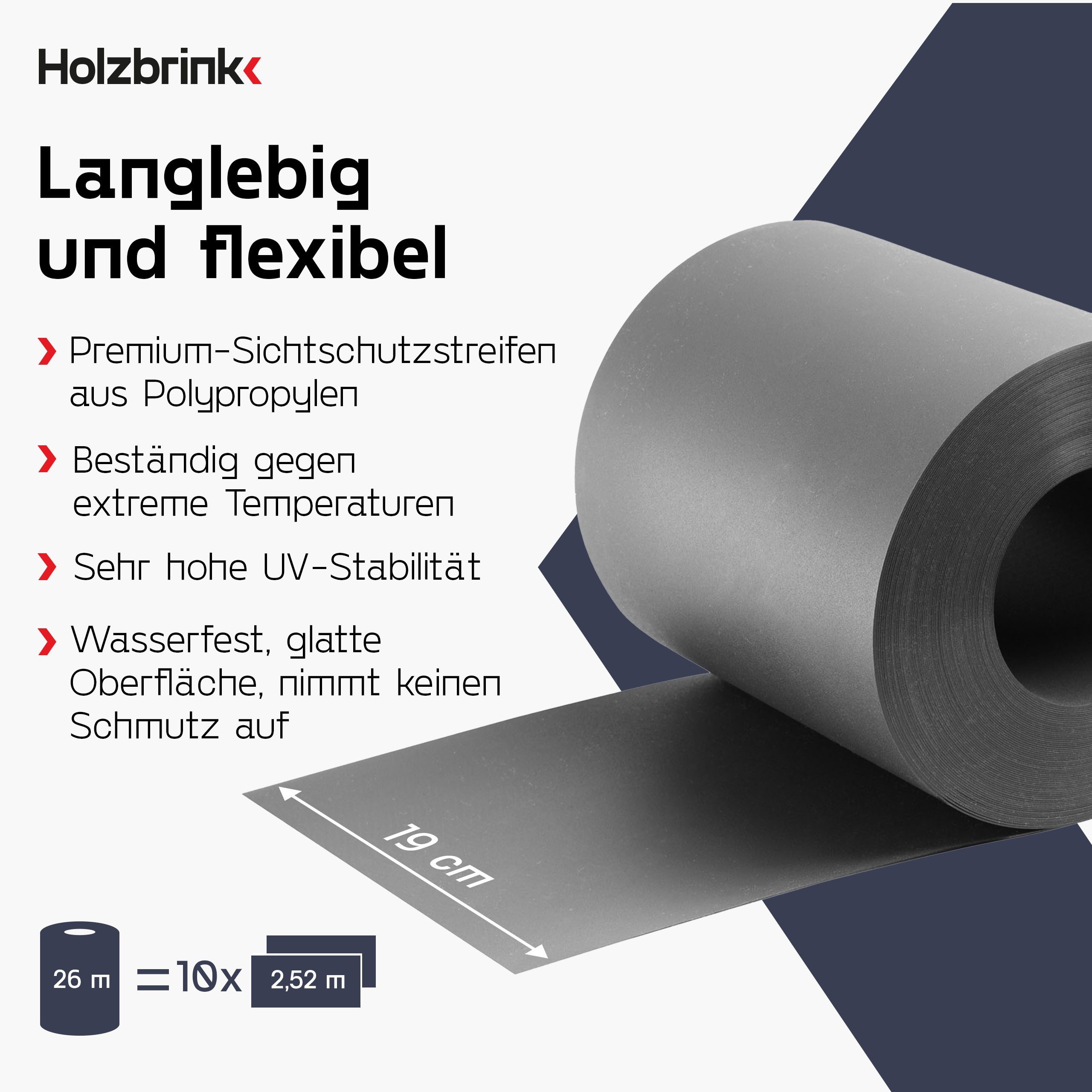 HOLZBRINK Sichtschutzstreifen aus PP für Doppelstabmattenzaun19 günstig online kaufen