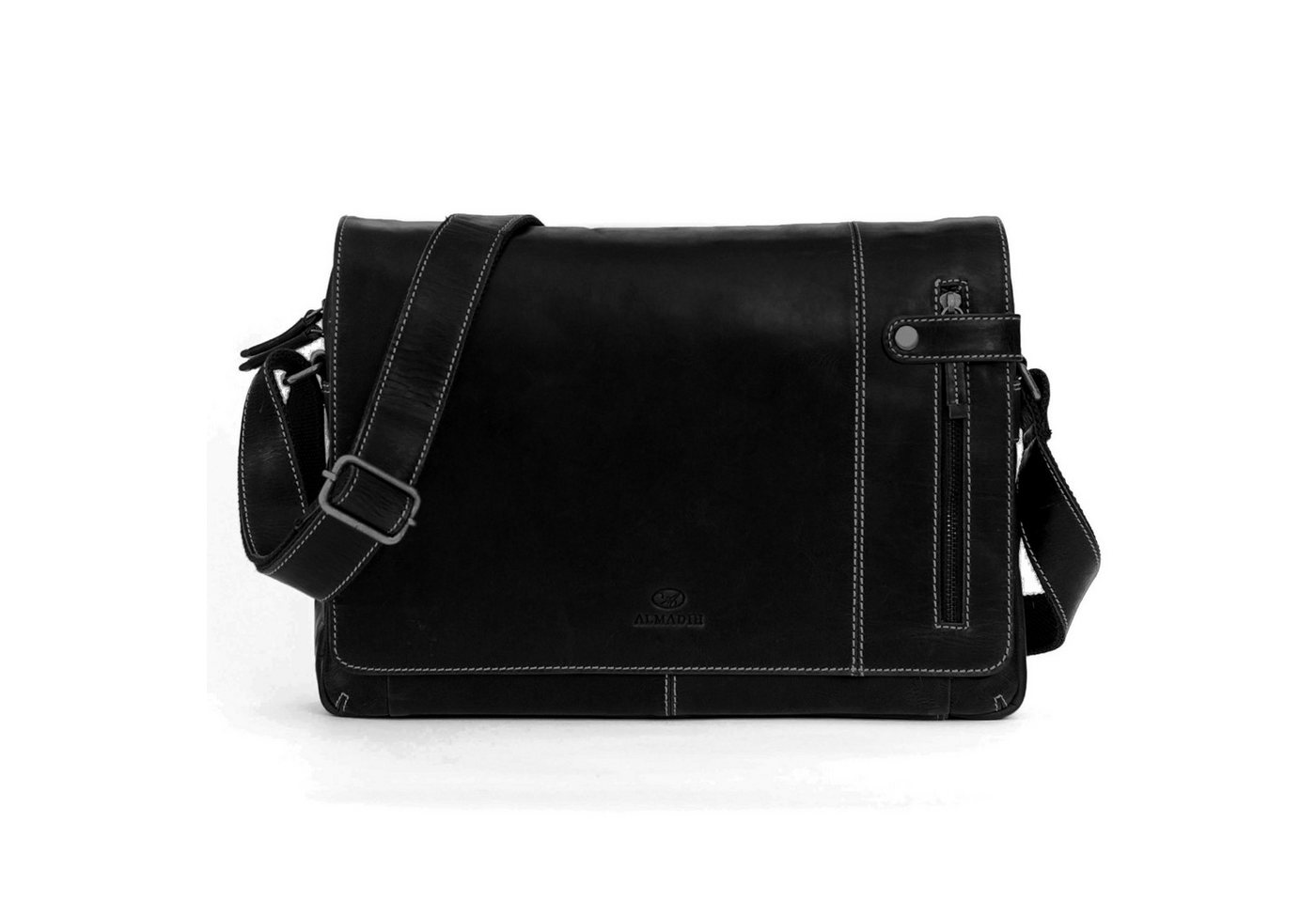 ALMADIH Umhängetasche Leder Umhängetasche DYLAN Ledertasche 15 Zoll Aktentasche braun