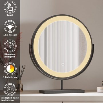 duschspa Kosmetikspiegel Schminkspiegel LED Kosmetikspiegel mit Beleuchtung Tischspiegel, mit Touch, 3 Lichtfarben Dimmbar, Memory-Helligkeit, 360° Drehbar