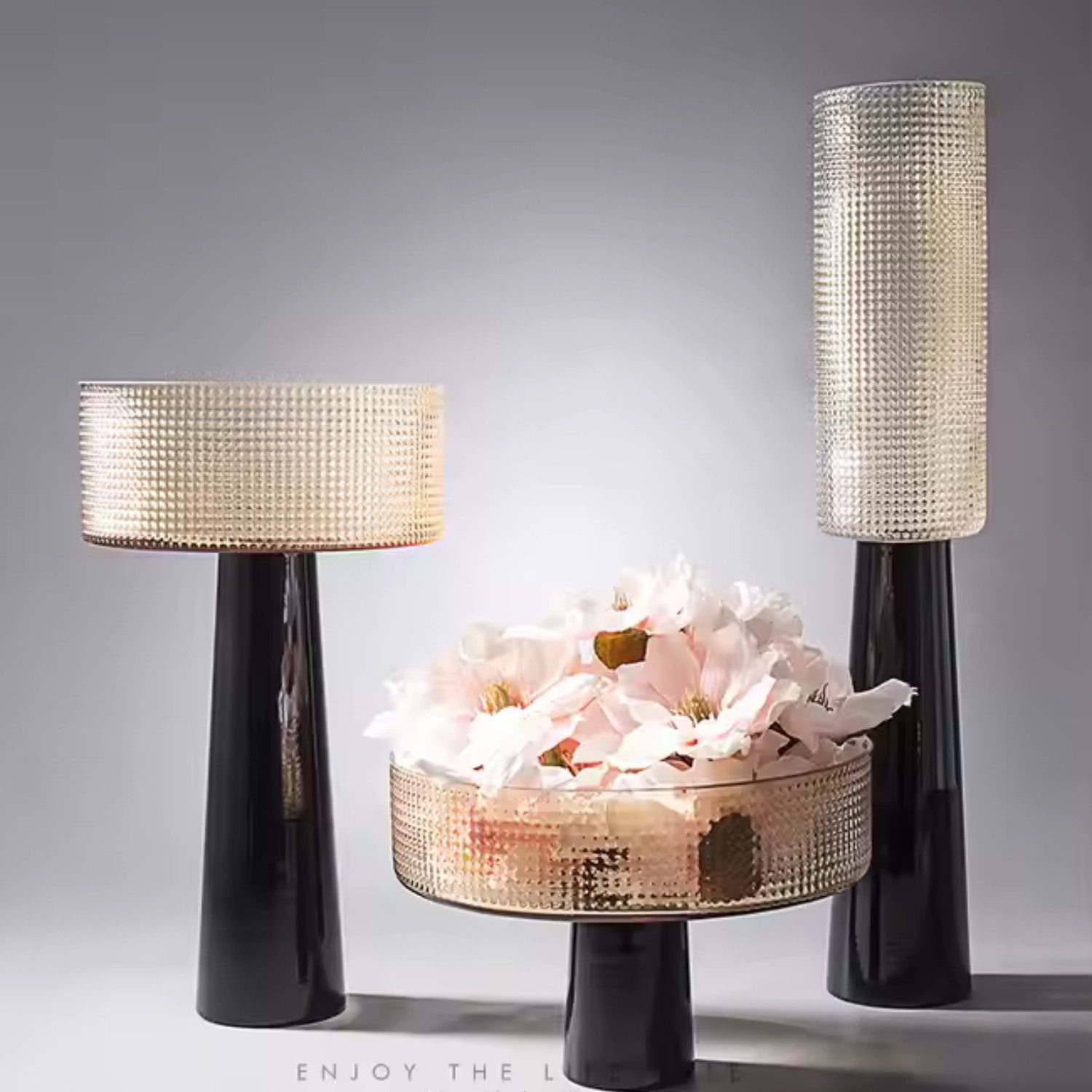 Quality Elegance Dekovase Luxuriöse Glas-Deko-Schale – Moderne Kompott- & Obstschale (set, 3 tlg), Luxus Dekoschale