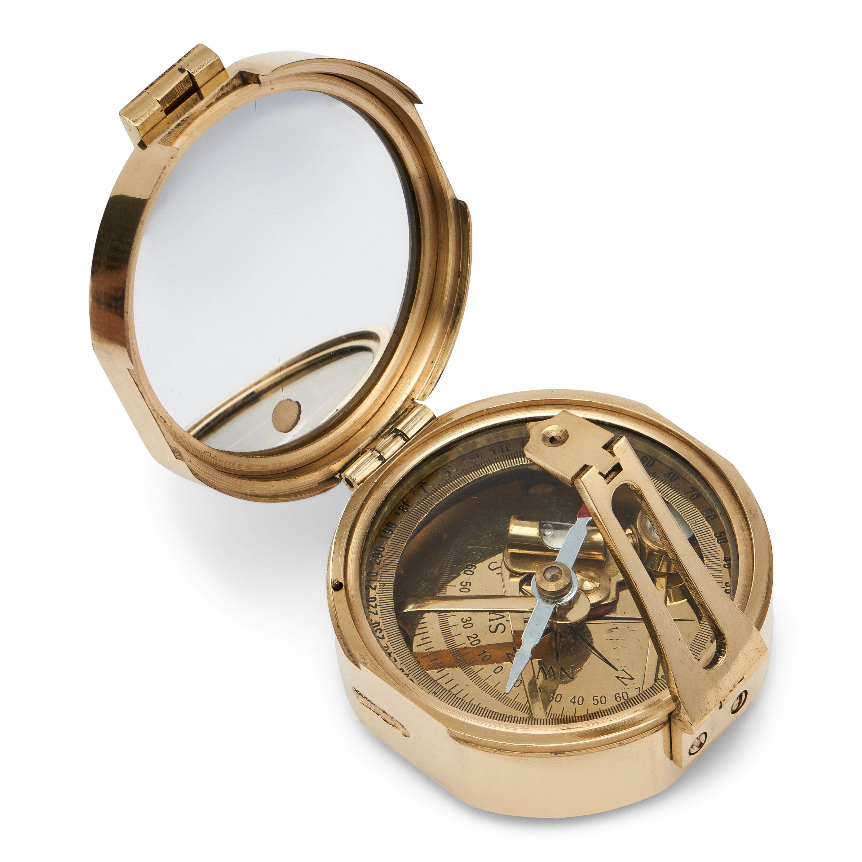 NKlaus 7cm Holzbox Taschenkompass Ori Brunton-Kompass maritimes Peilkompass aus Navigationsgerät Messing (Messing)