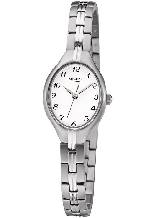 Regent Quarzuhr Regent Damen Uhr F-1162 Metall Quarz (Armbanduhr) Damen Armbanduhr oval Metallarmband silber