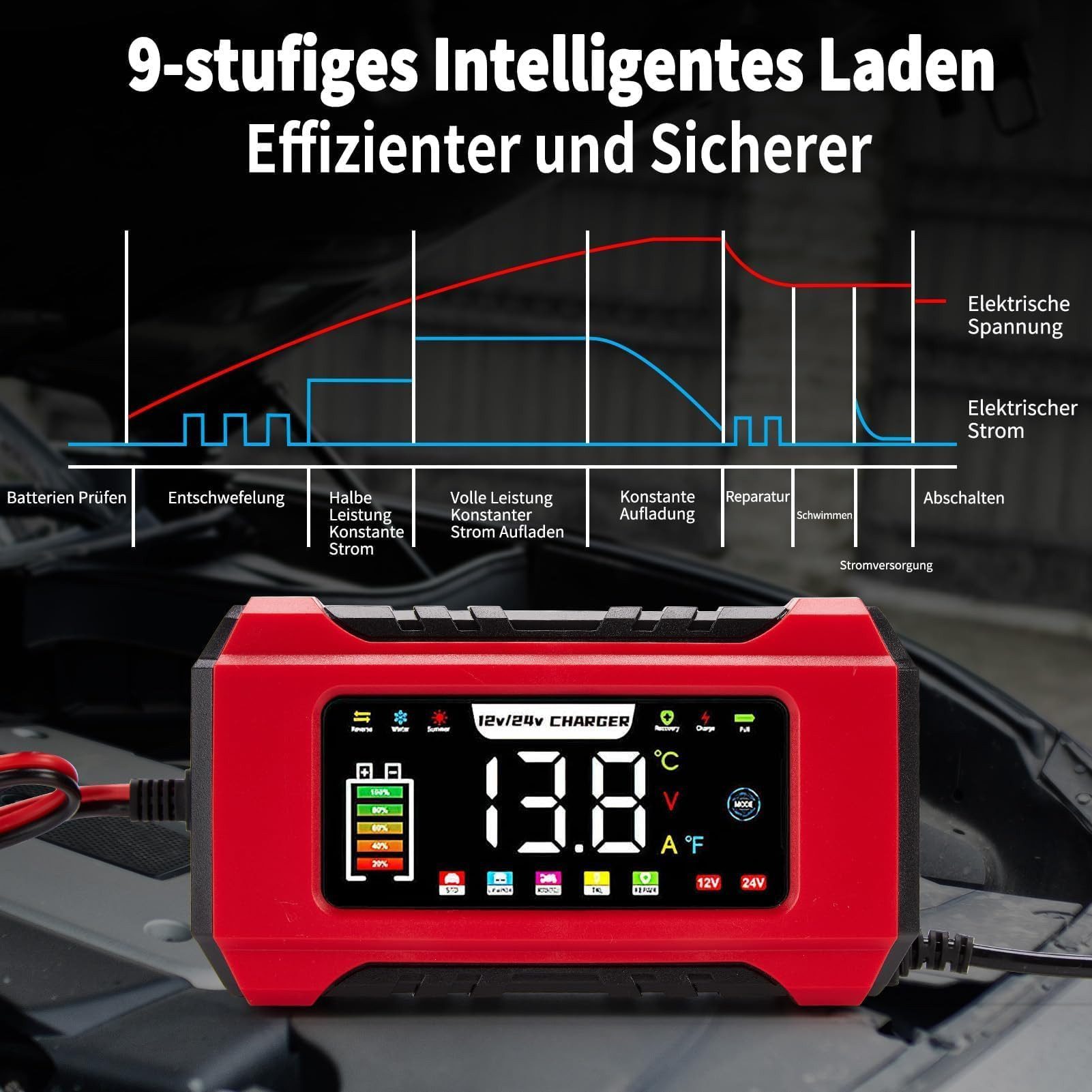 Hausprofi Autobatterie Ladegerät 15A/6A (2 Modelle), Reparatur & Erhaltung Autobatterie-Ladegerät