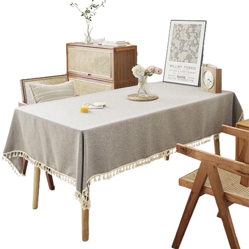 FELIXLEO Tischdecke Tischdecke Volltonfarbe Rechteckige Baumwolle Leinen für Home Küche (1-tlg)