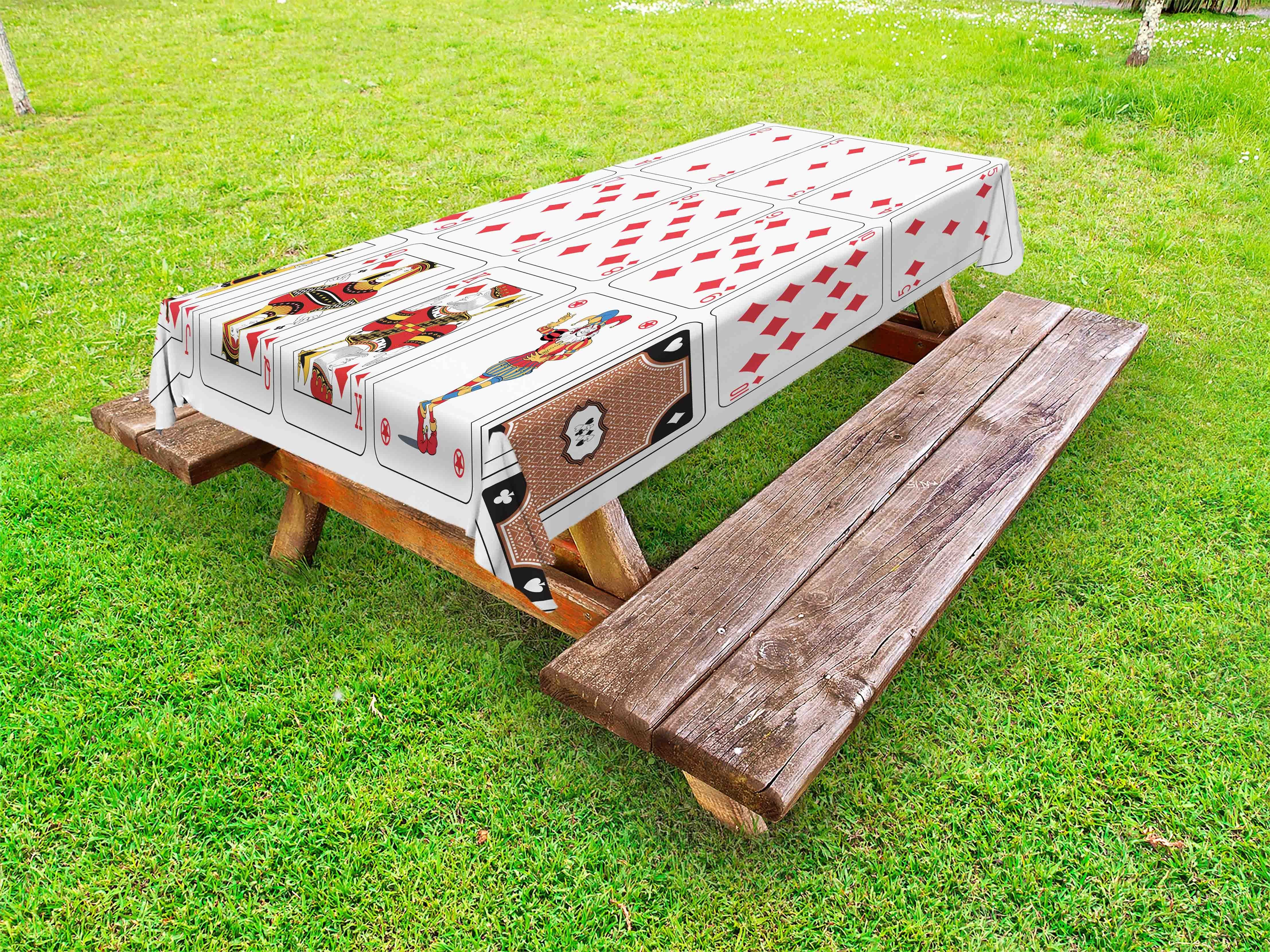 Abakuhaus Tischdecke dekorative waschbare Picknick-Tischdecke, Poker Eröffnet Deck von Spielkarten