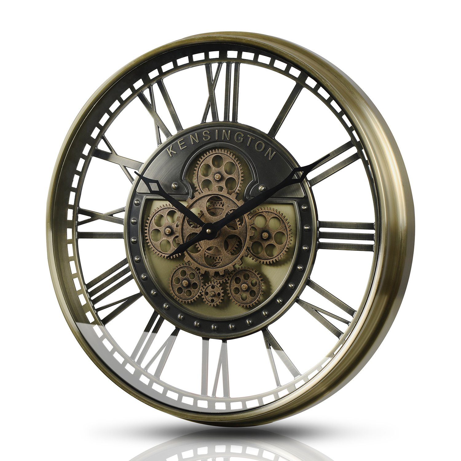 Samilito Uhr Wanduhr mit echtem Bewegungsgetriebe Zahnrädern in Gold