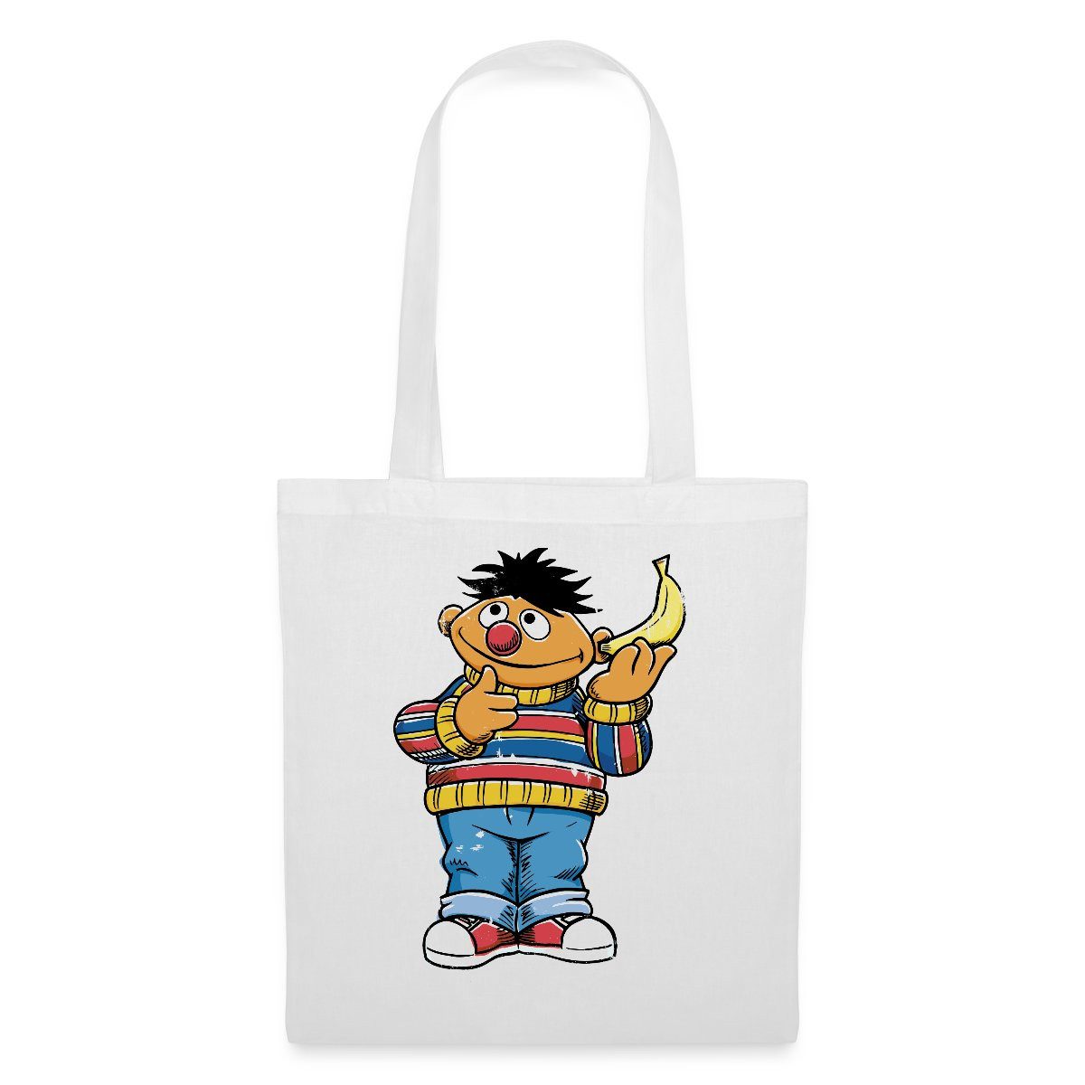 Spreadshirt Henkeltasche Sesamstraße Ernie am Bananentelefon Stoffbeutel (1-tlg)