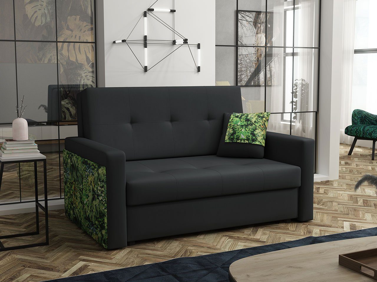 MIRJAN24 Schlafsofa Viva Mel II, mit Bettkasten und Schlaffunktion, 2 Sitzer Polstersofa inkl. Kissen, Wohnlandschaft