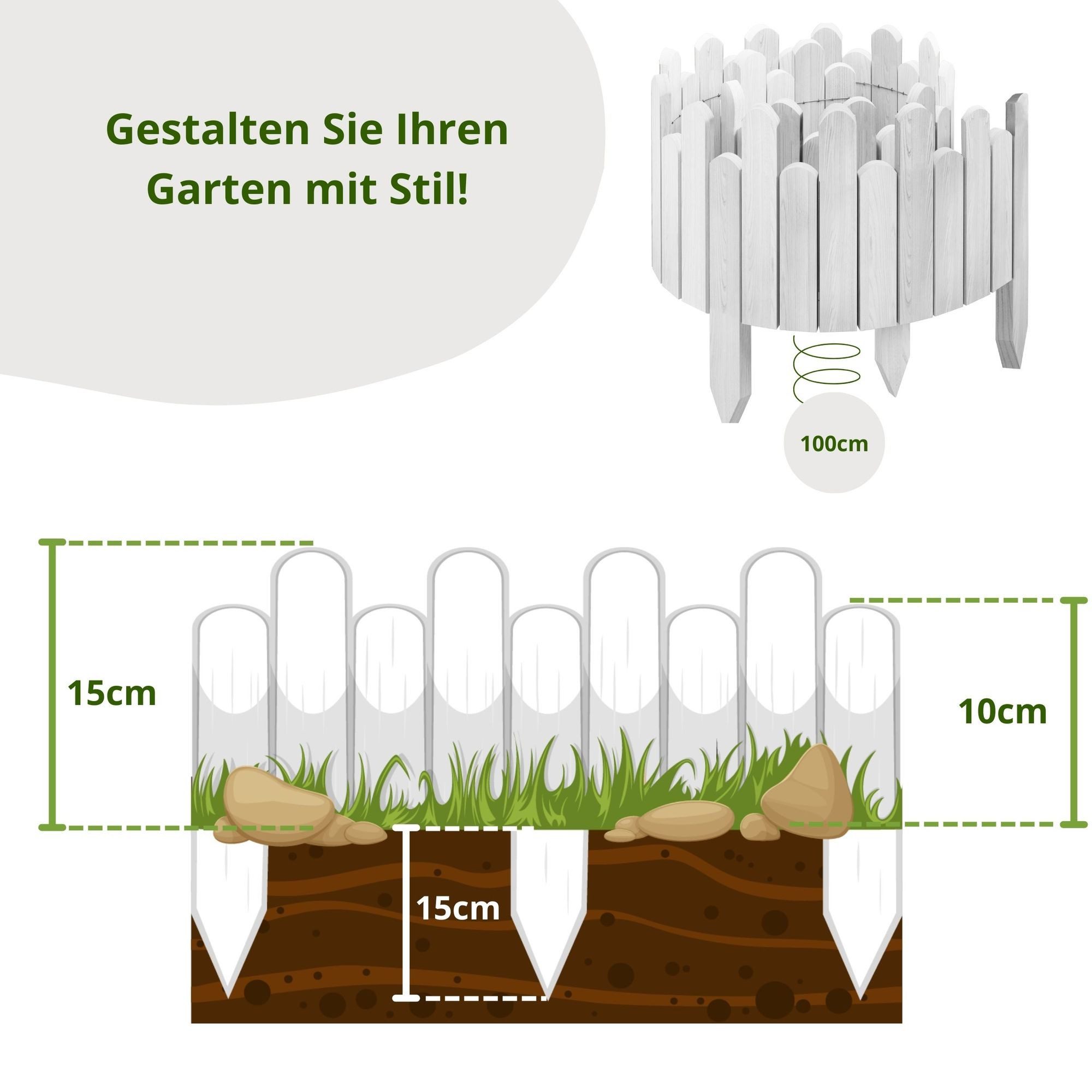 Floranica Palisade Beeteinfassung Rasenkante Flexible Holzzaun günstig online kaufen