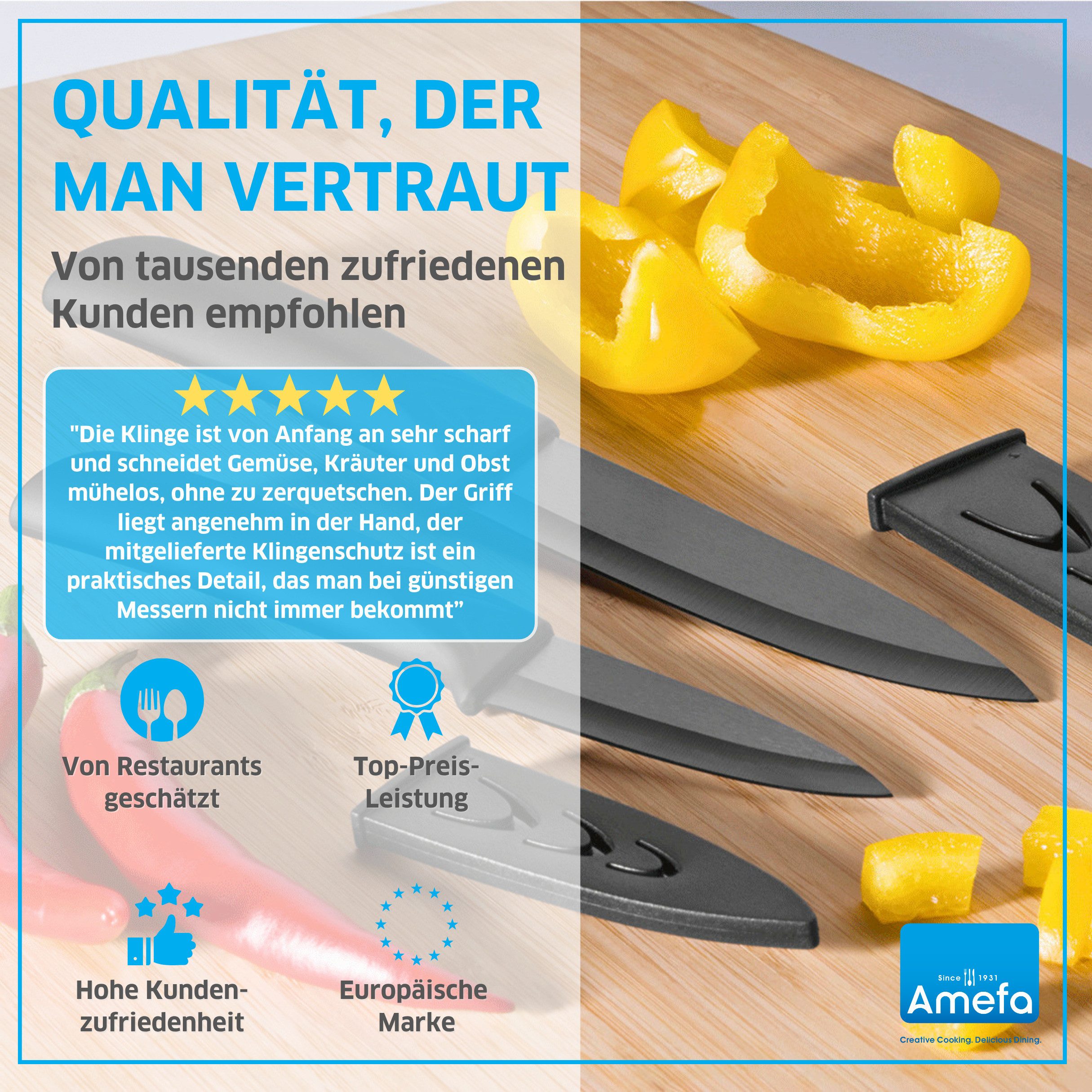 Amefa Messer-Set CERAMIC KNIVES (4-tlg), scharf und langlebig