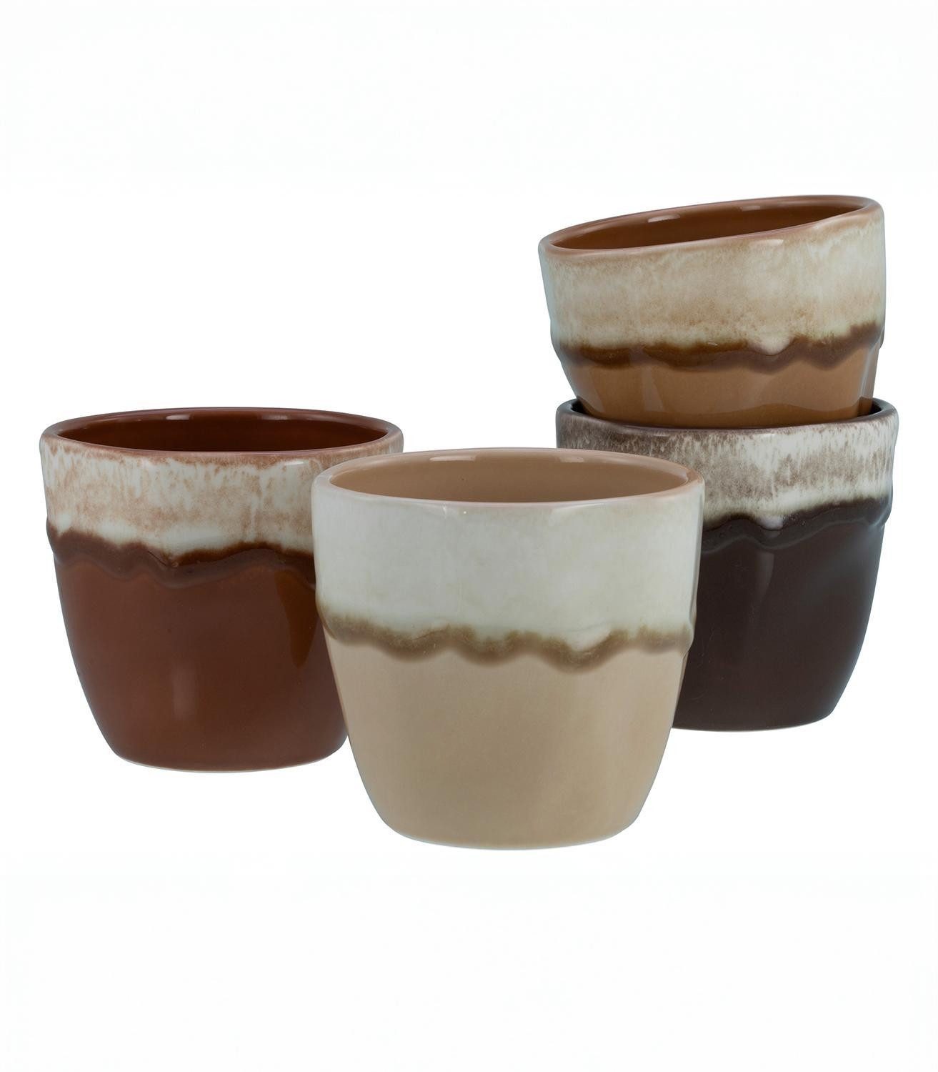 CreaTable Tasse Kaffeebecher SQUEEZY MOCHA MOUSSE, 300 ml, Braun, 1-tlg., Steinzeug, Beige, glasiert