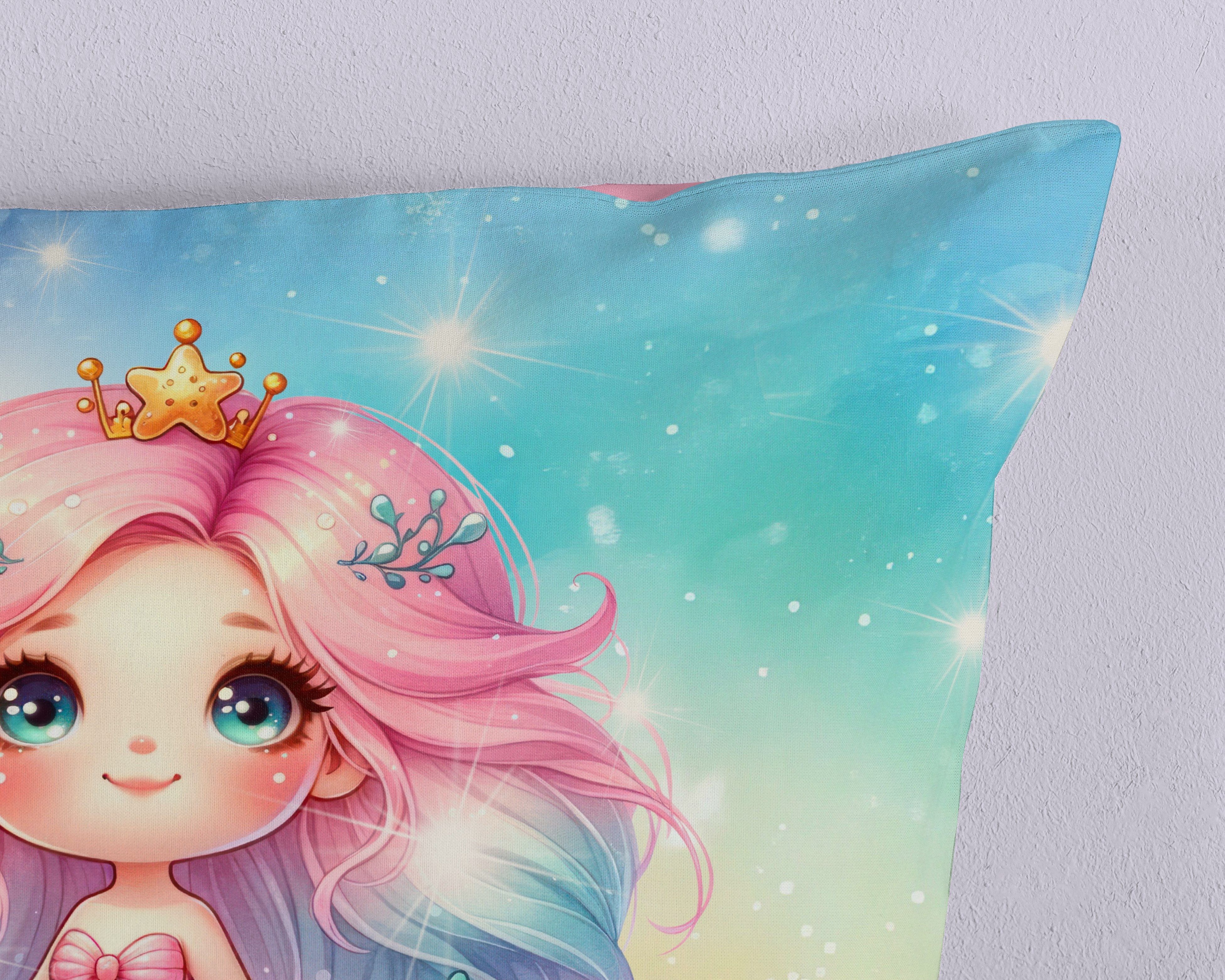 PURE luxury collection Kinderbettwäsche Zia, Microfaser, 2 teilig, Mikrofaser, 135x200, 2 Teilig, Wendeoptik, Mädchen, Meerjungfrau – Bild 4 von 5