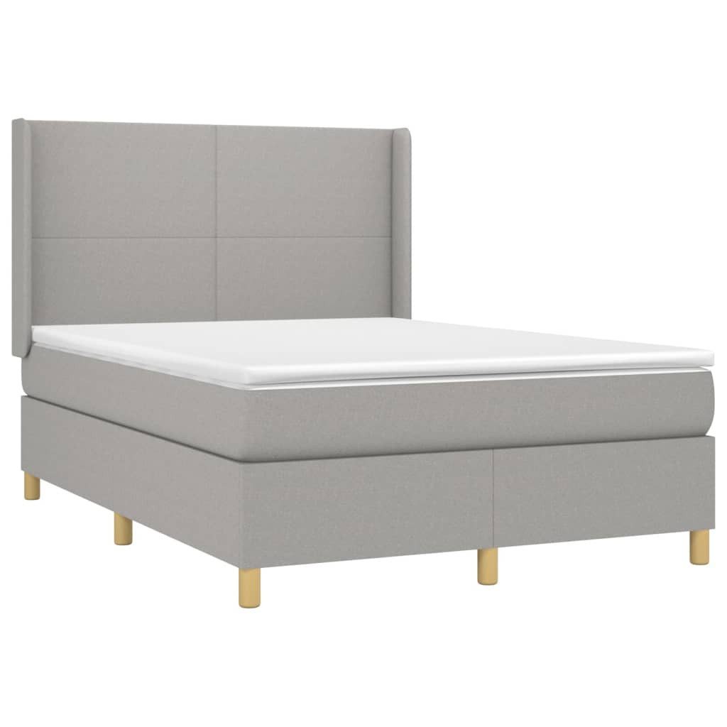 Bett Boxspringbett mit Matratze Hellgrau 140x200 cm Stoff