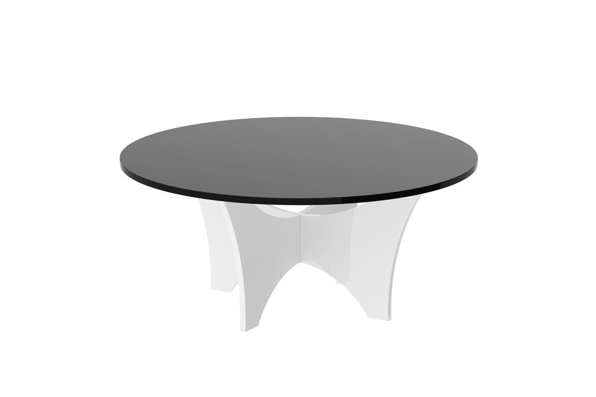 designimpex Couchtisch Design Wohnzimmertisch HRA-111 cm Tisch Hochglanz 100 Hochglanz 40 Weiß Schwarz Hochglanz / cm x Rund