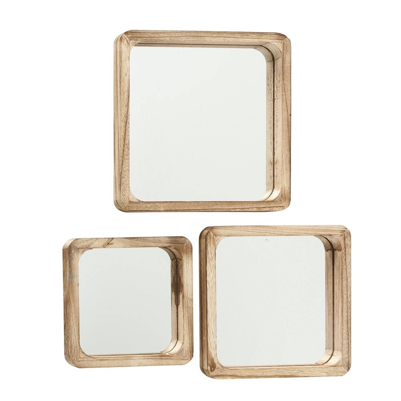 BOLTZE GRUPPE GmbH Wandspiegel Wandspiegel aus Holz, quadratisch MAMBO, 3er-Set