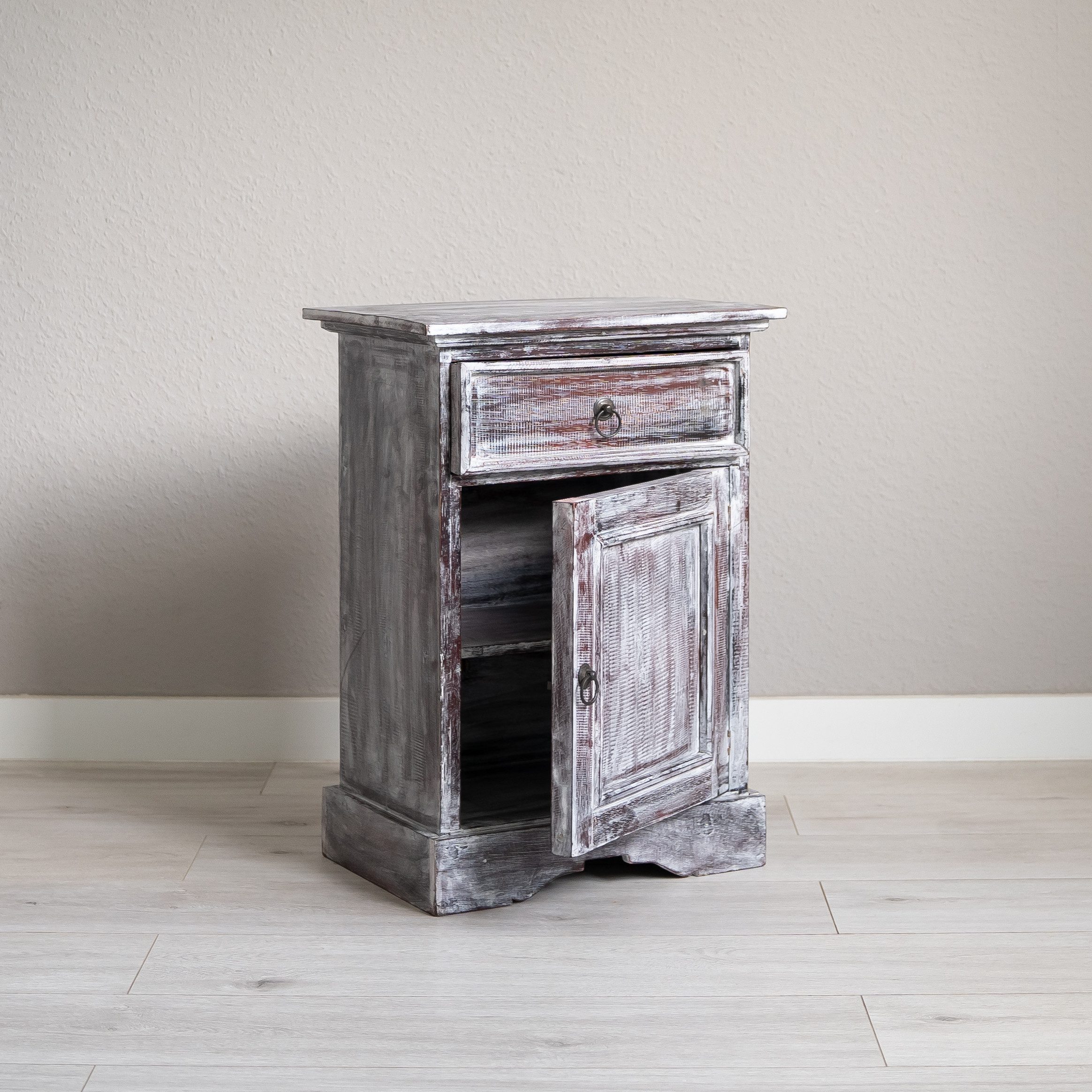 livasia Nachtschrank Bali - 45x31x60cm - Nachttisch mit Schublade handgefertigt