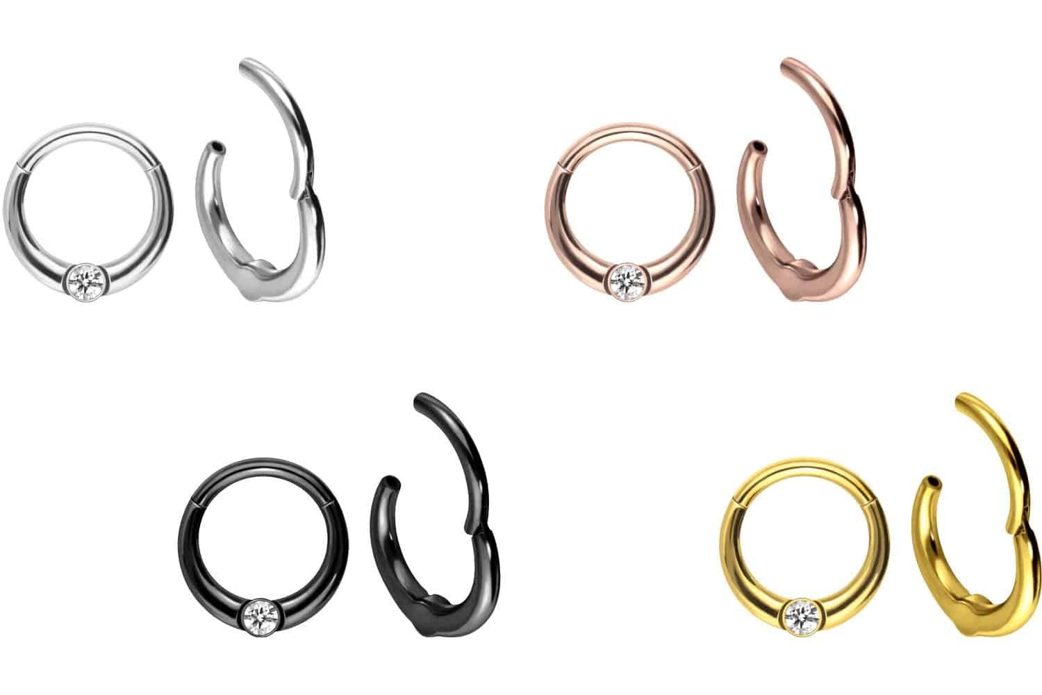 PIERCINGLINE Nasenpiercing Chirurgenstahl Segmentring Clicker KRISTALL Ohrpiercing Septum Nase (Clicker, 1-tlg), Ohrpiercing für Conch, Helix, Tragus, Daith, Lobe