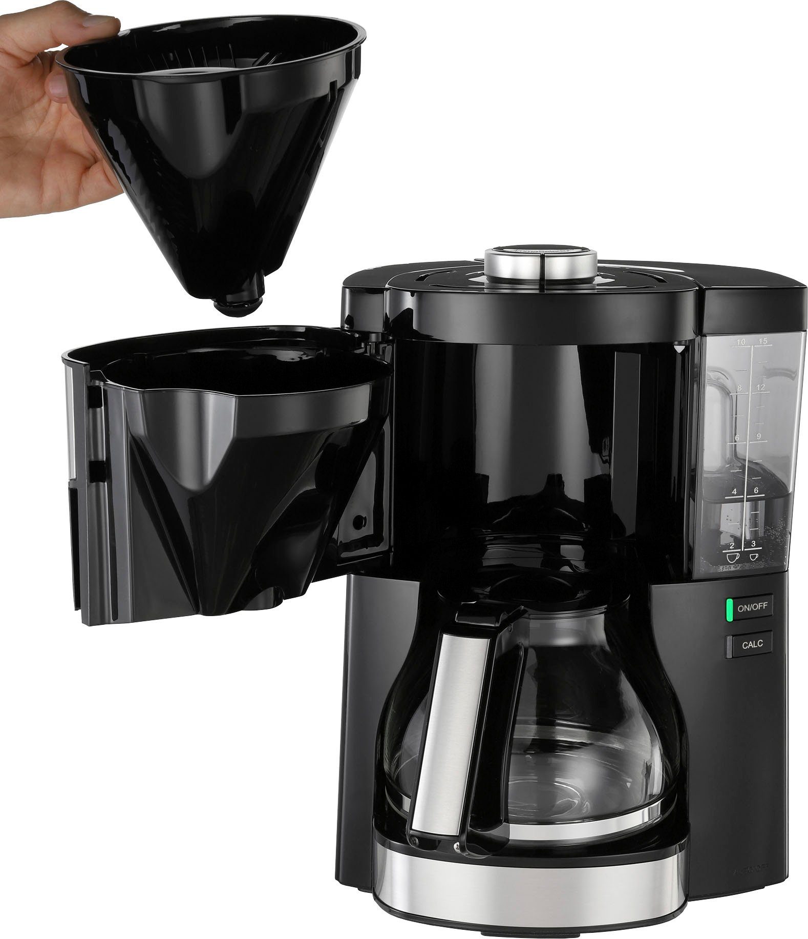 Melitta Filterkaffeemaschine Look® Perfection 1025-06 schwarz, 1,25l Kaffeekanne, Papierfilter 1x4